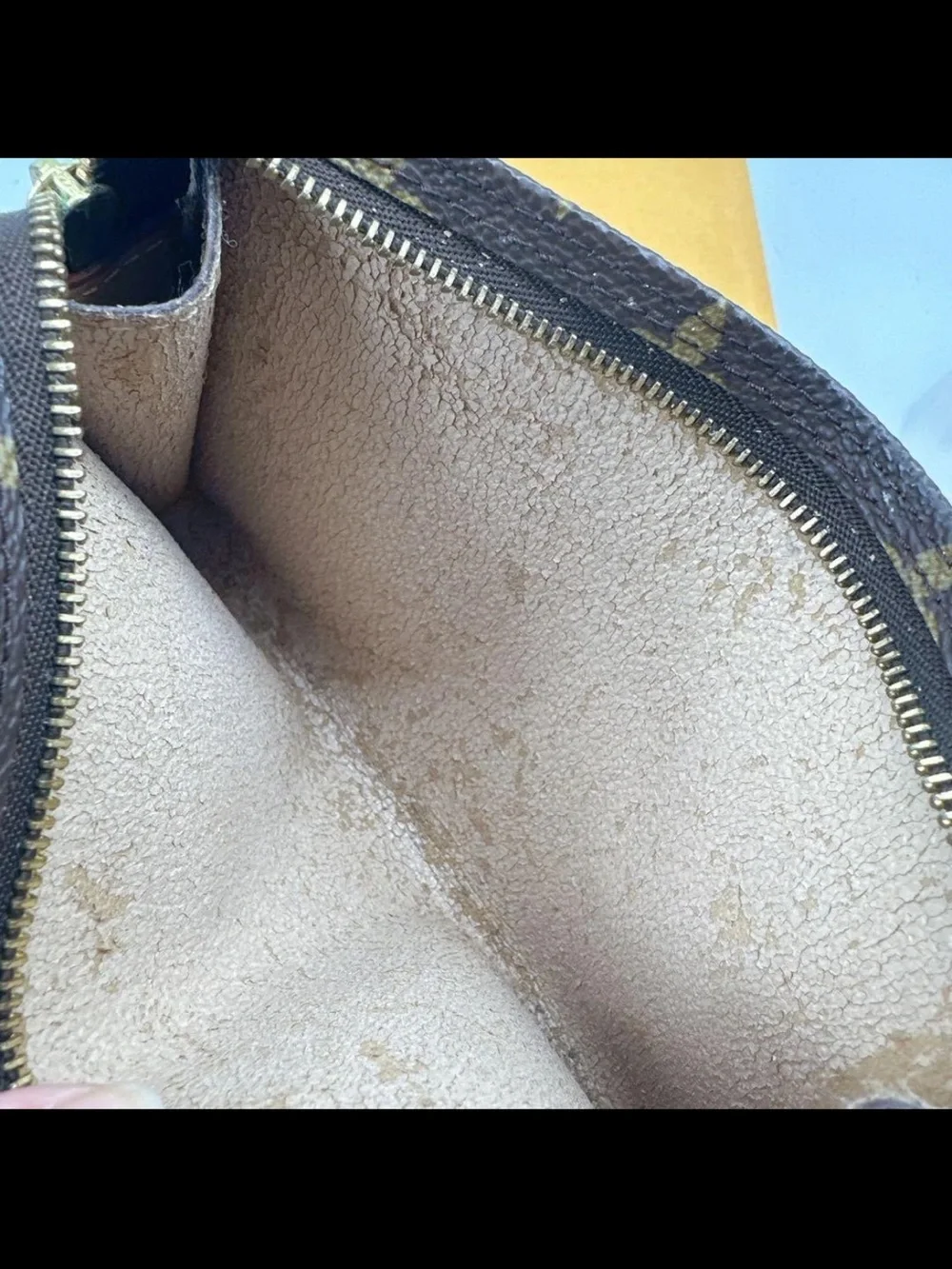 Louis Vuitton Monogram Mini Pochette in Brown with Natural Strap